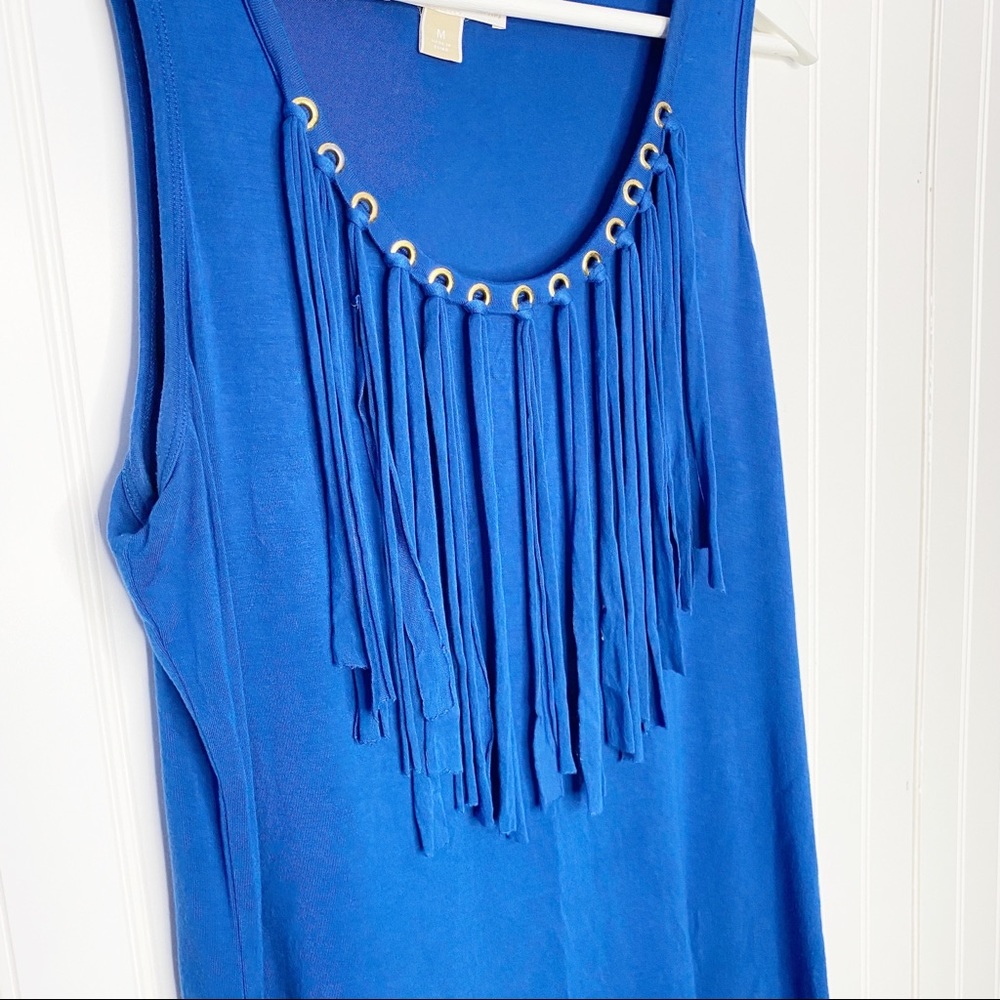 MICHAEL KORS Blue Tank Top with Fringe & Rivets, M - Picture 5 of 16